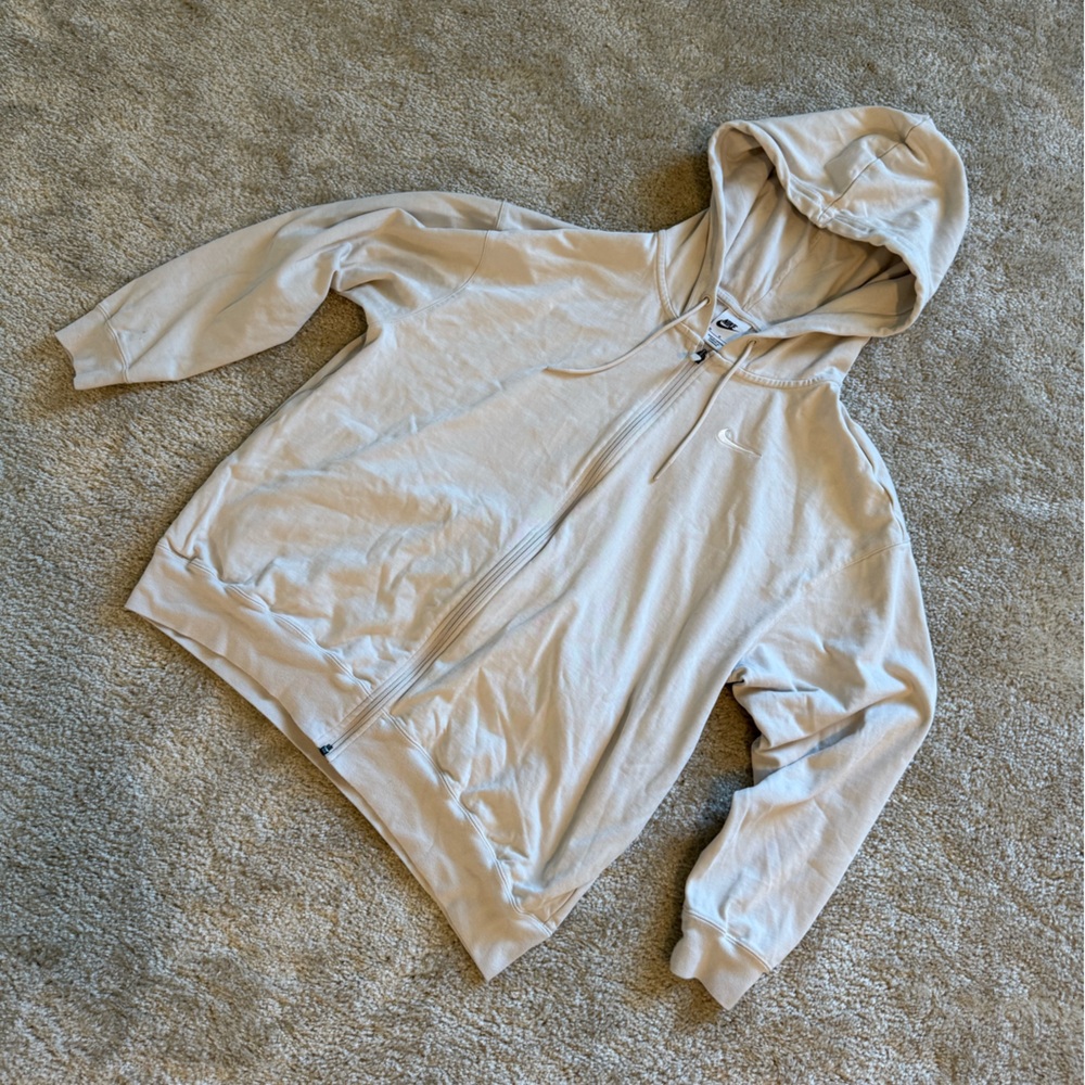 Womens cream Nike zip up hoodie
